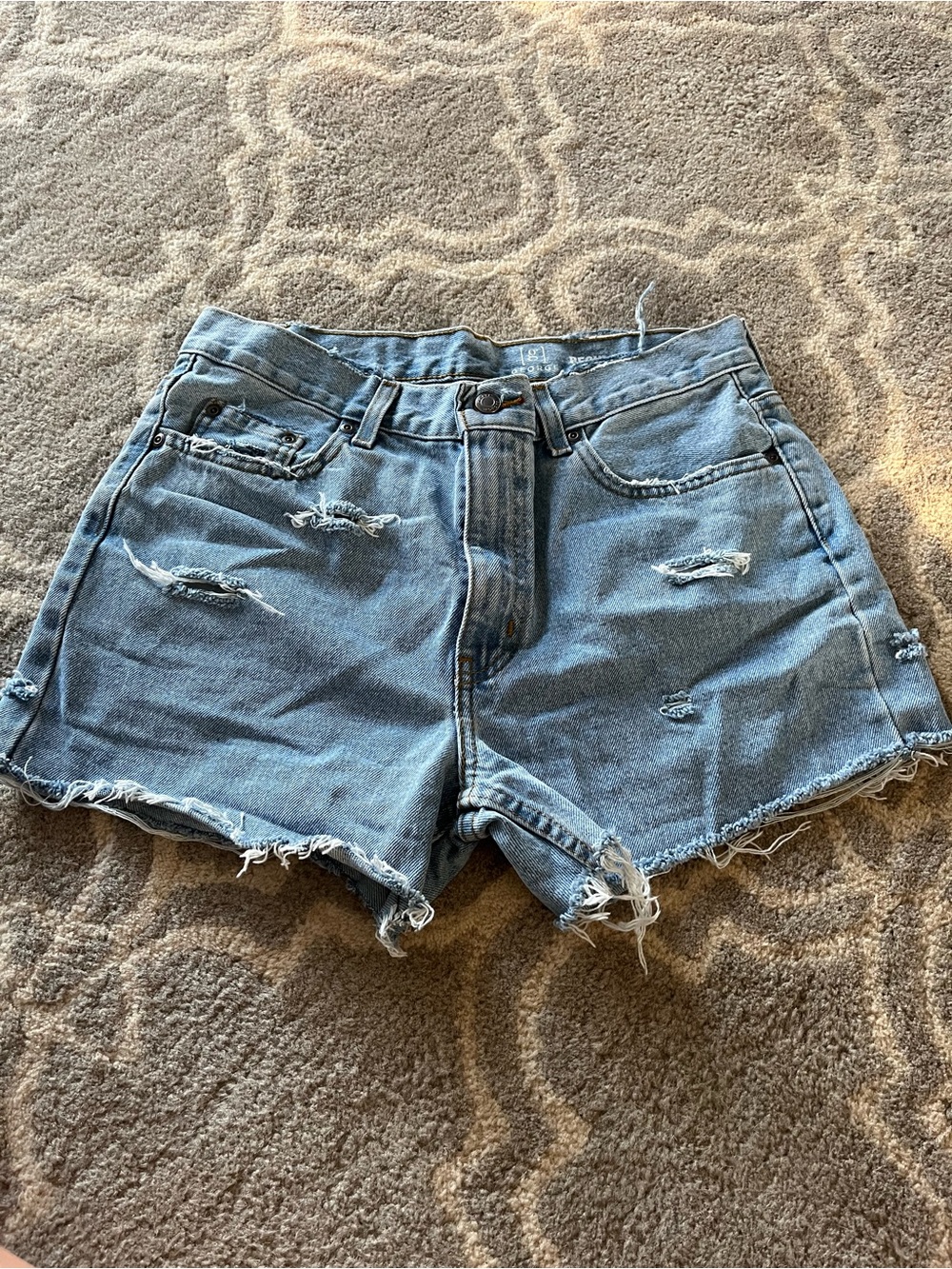 George Light Blue Distressed Denim Shorts